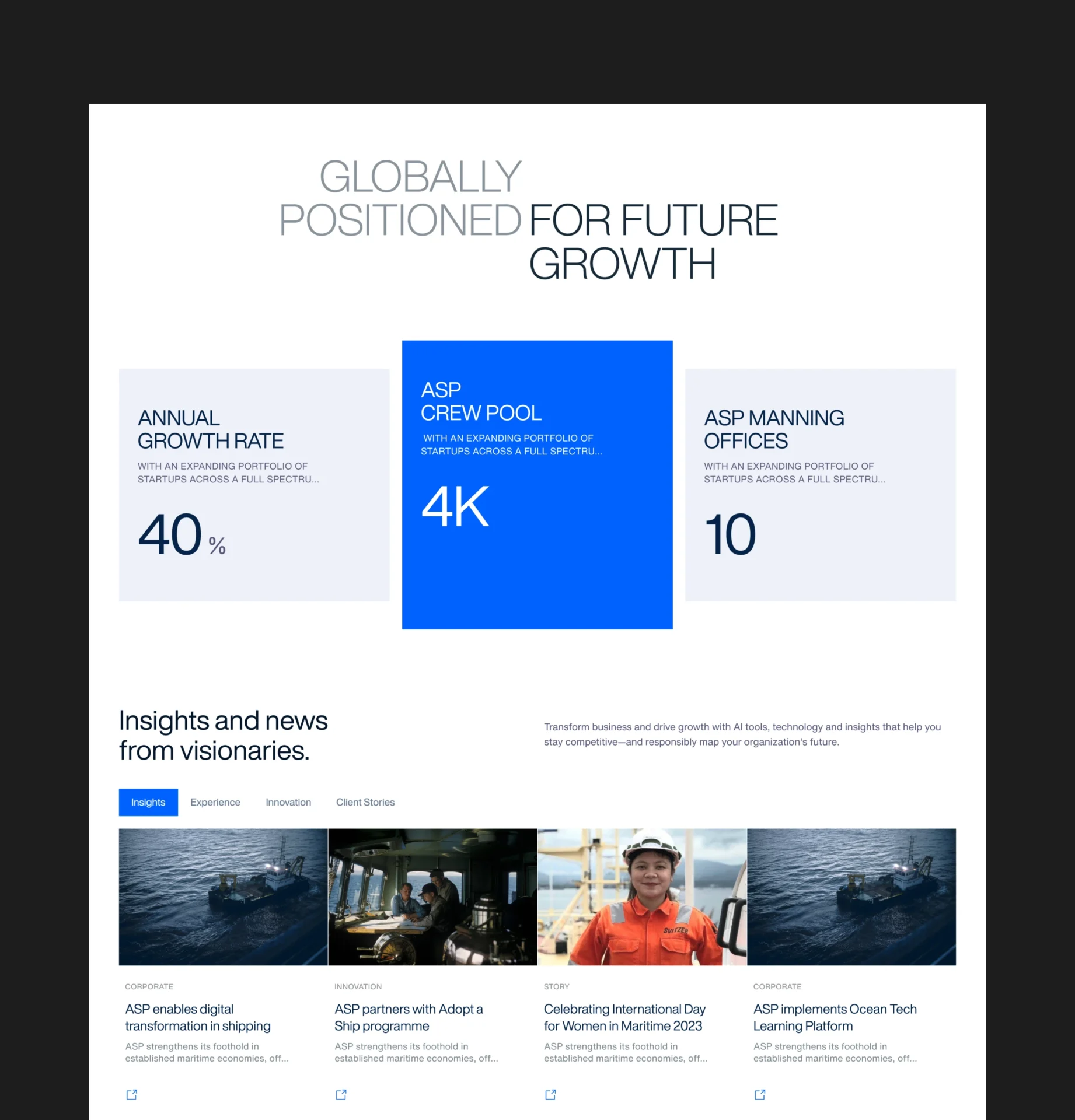 ASP Ships Group website redesign and digital brand work