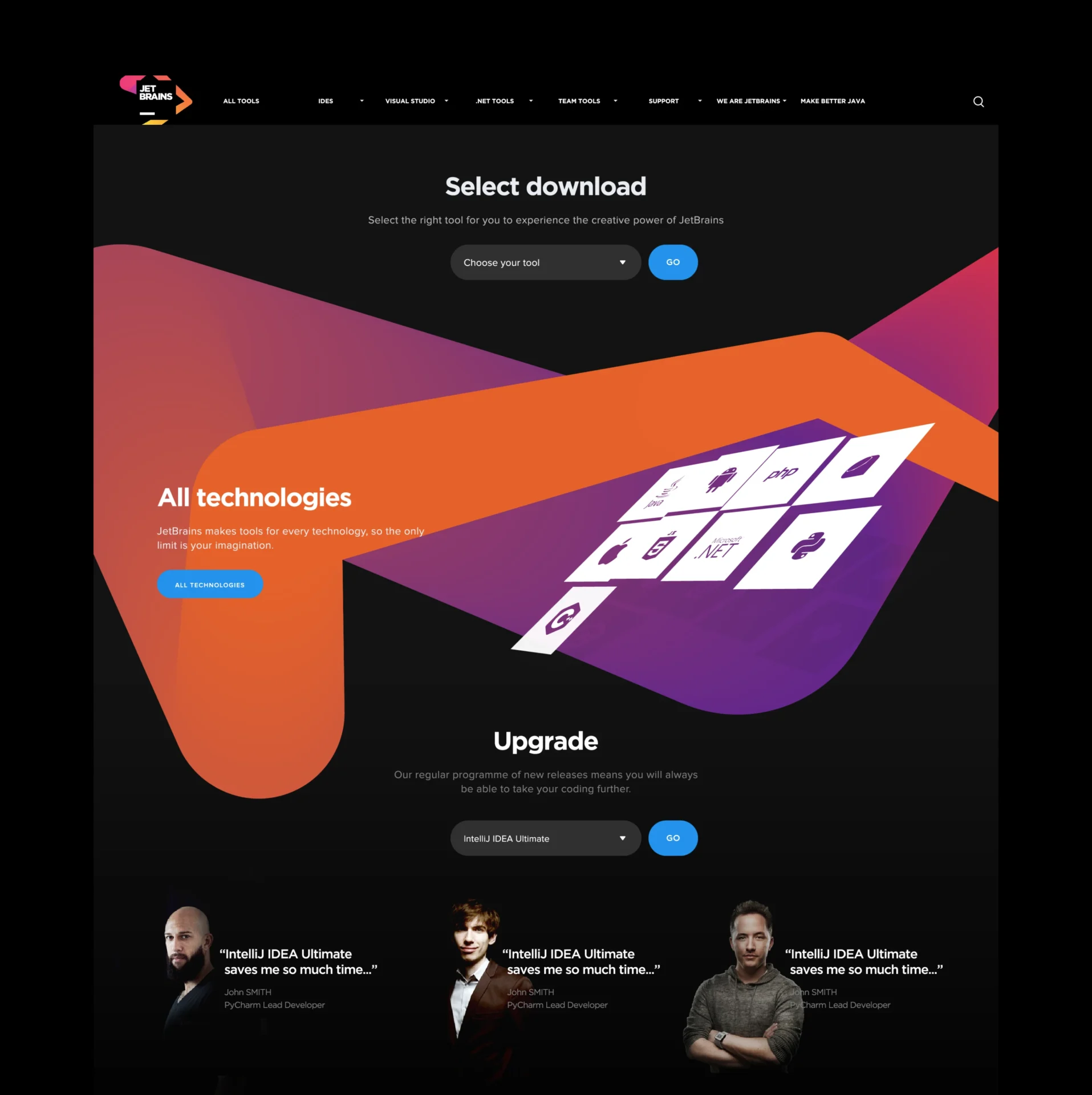 JetBrains website design and customer experience work