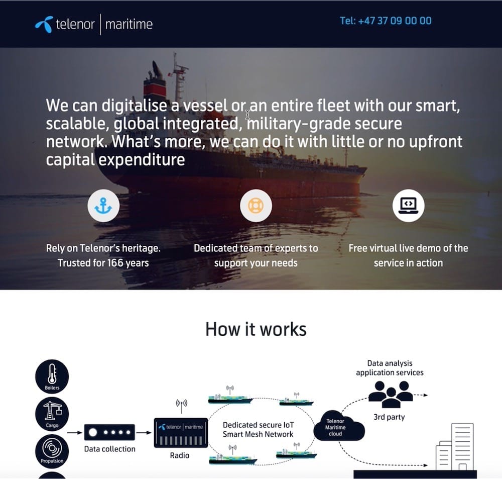 Telenor Maritime website, content and campaign work